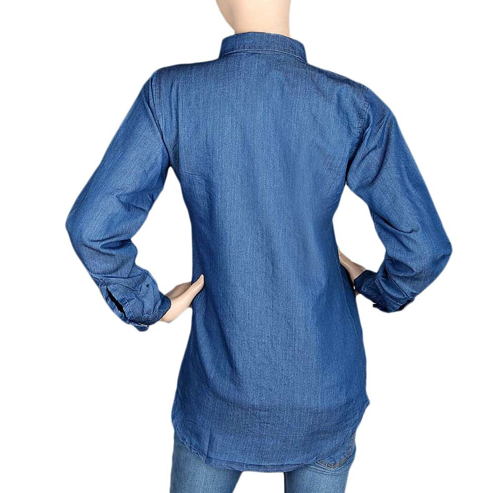 Women's Embroidered Denim Shirt - Light Blue - test-store-for-chase-value