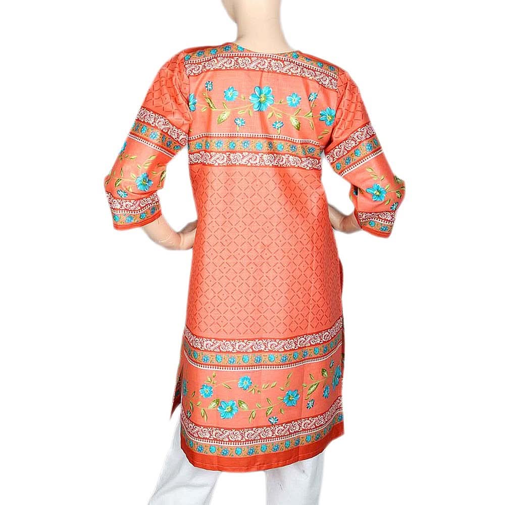 Women's Printed Cotton Kurti - Peach - test-store-for-chase-value