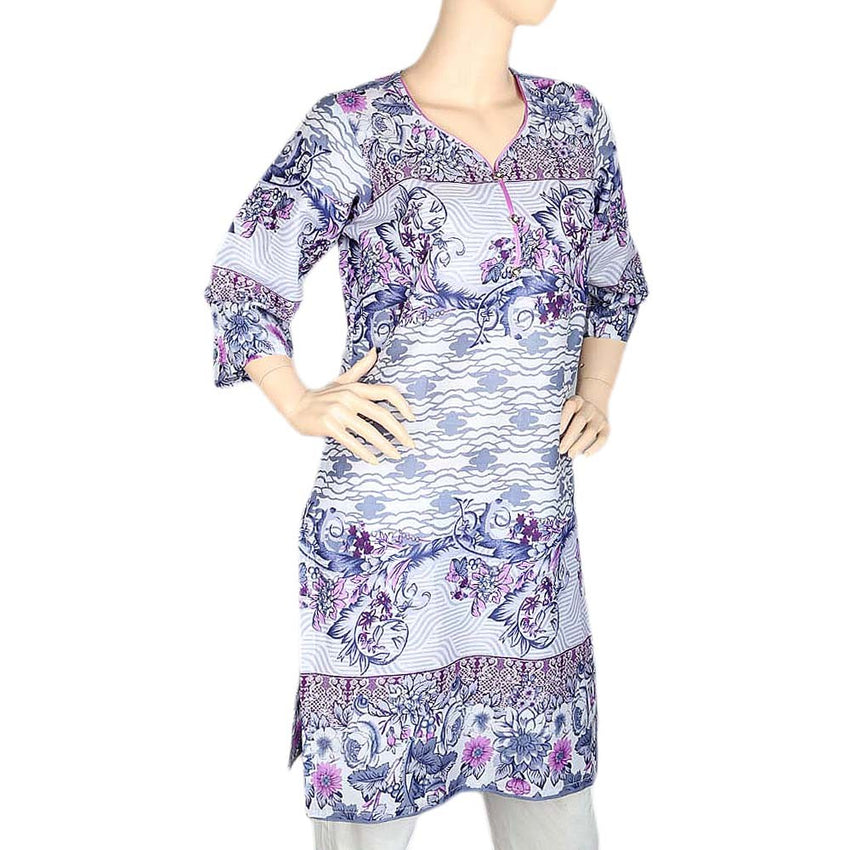 Women's Printed Cotton Kurti - Purple - test-store-for-chase-value