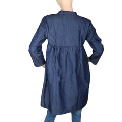 Women's Embroidered Denim Kurti - Blue - test-store-for-chase-value