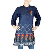 Women's Embroidered Denim Kurti - Blue - test-store-for-chase-value