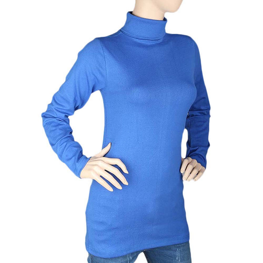 Women's Full Sleeves Plain High Neck - Blue - test-store-for-chase-value