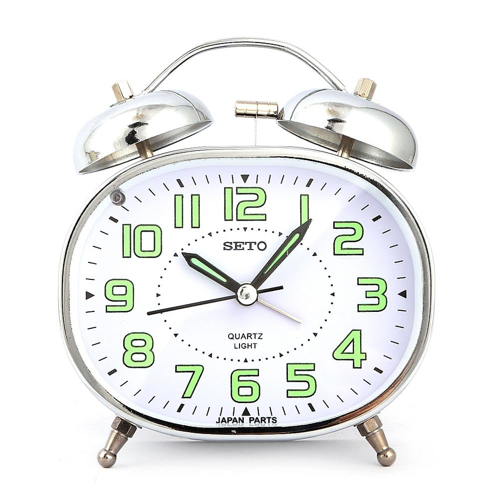 Twin Bell Alarm Table Clock - Silver - test-store-for-chase-value