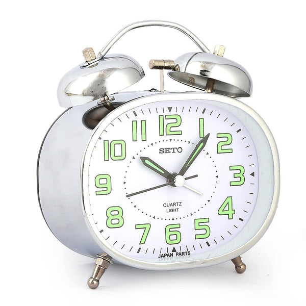 Twin Bell Alarm Table Clock - Silver - test-store-for-chase-value