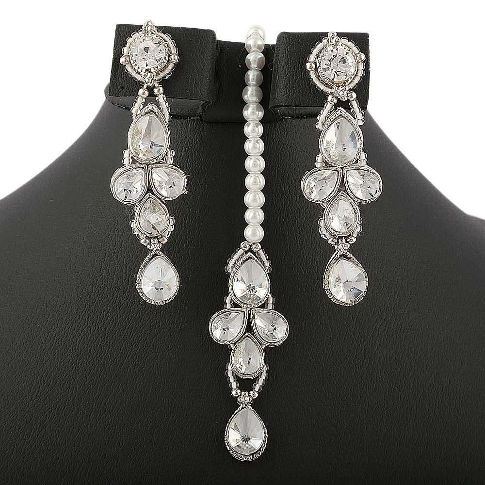 Women's Kundan Jewellery Set - Silver - test-store-for-chase-value