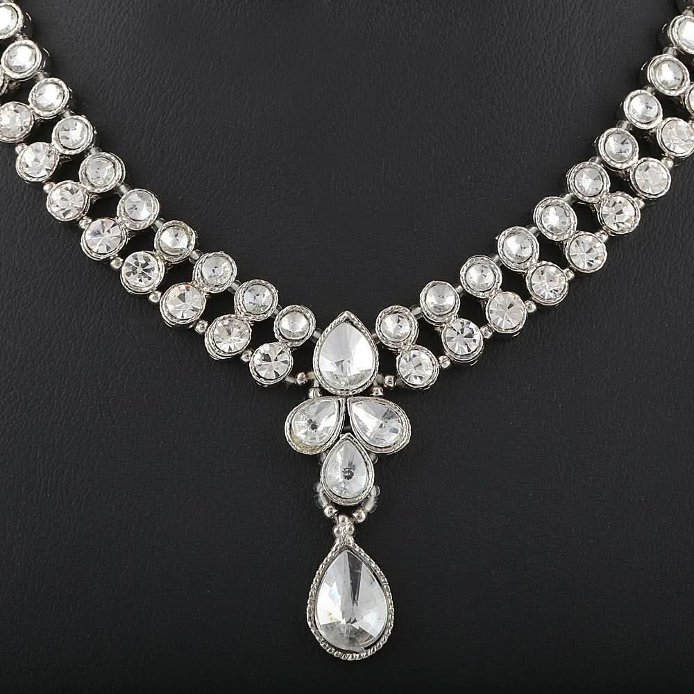Women's Kundan Jewellery Set - Silver - test-store-for-chase-value