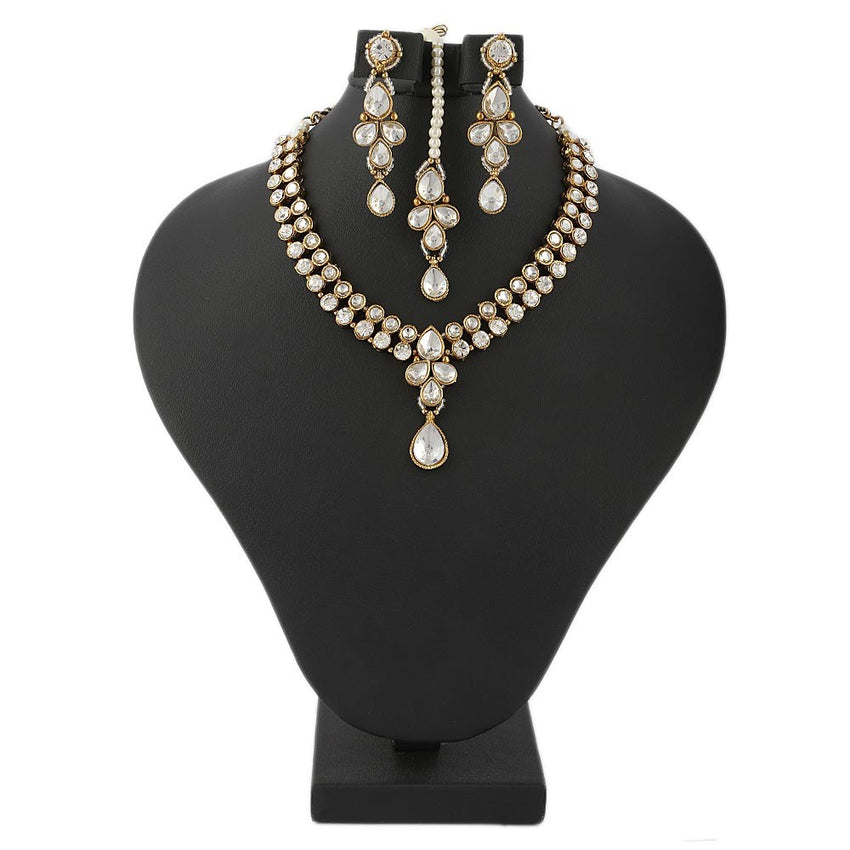 Women's Kundan Jewellery Set - Golden - test-store-for-chase-value