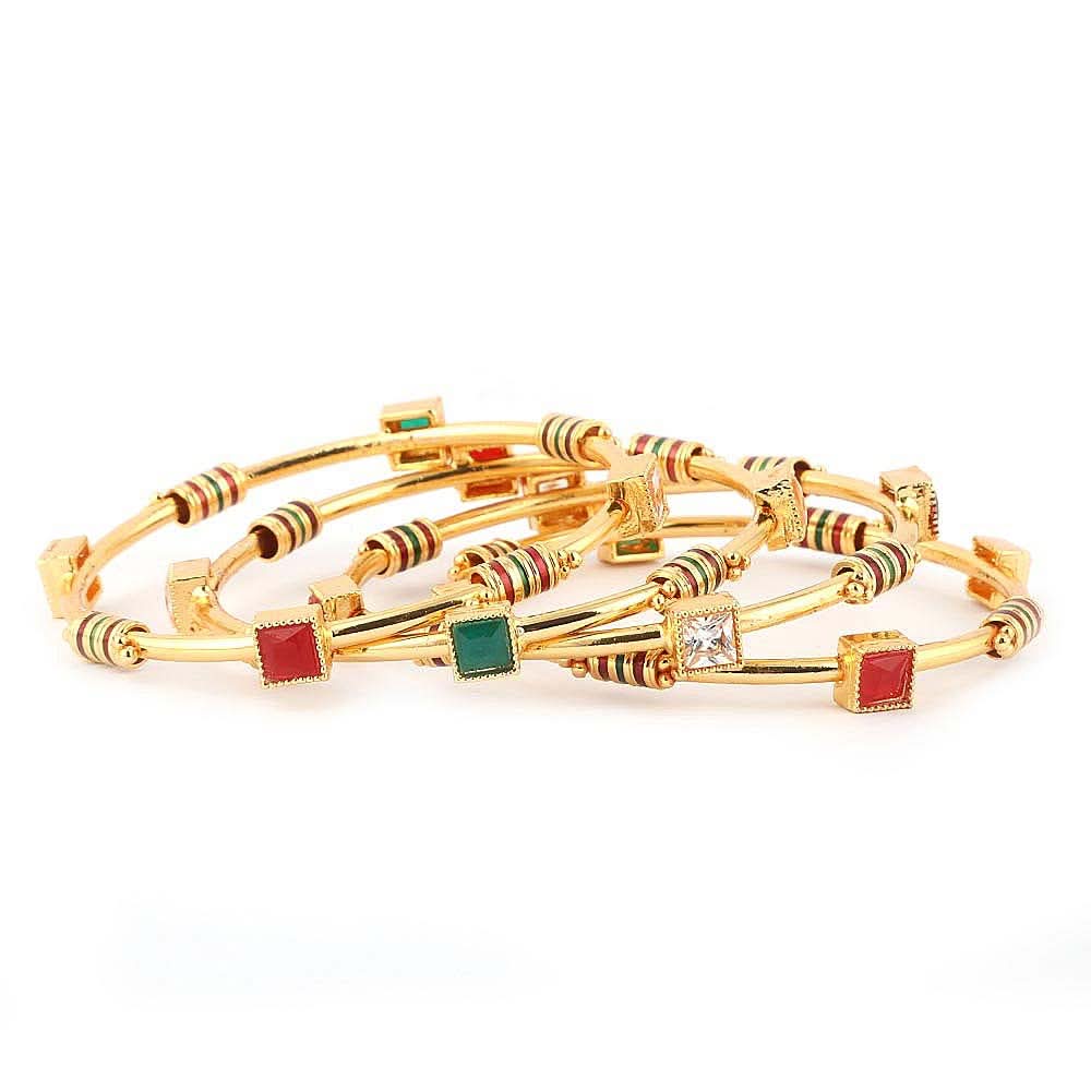 Women's Fancy Bangles Set 4 Pcs - Golden - test-store-for-chase-value