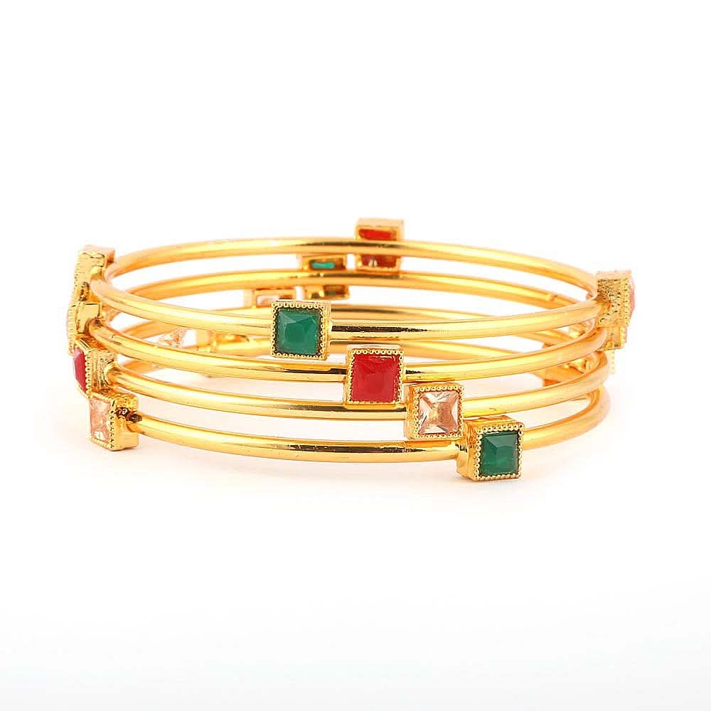 Women's Fancy Bangles Set 4 Pcs - Golden - test-store-for-chase-value