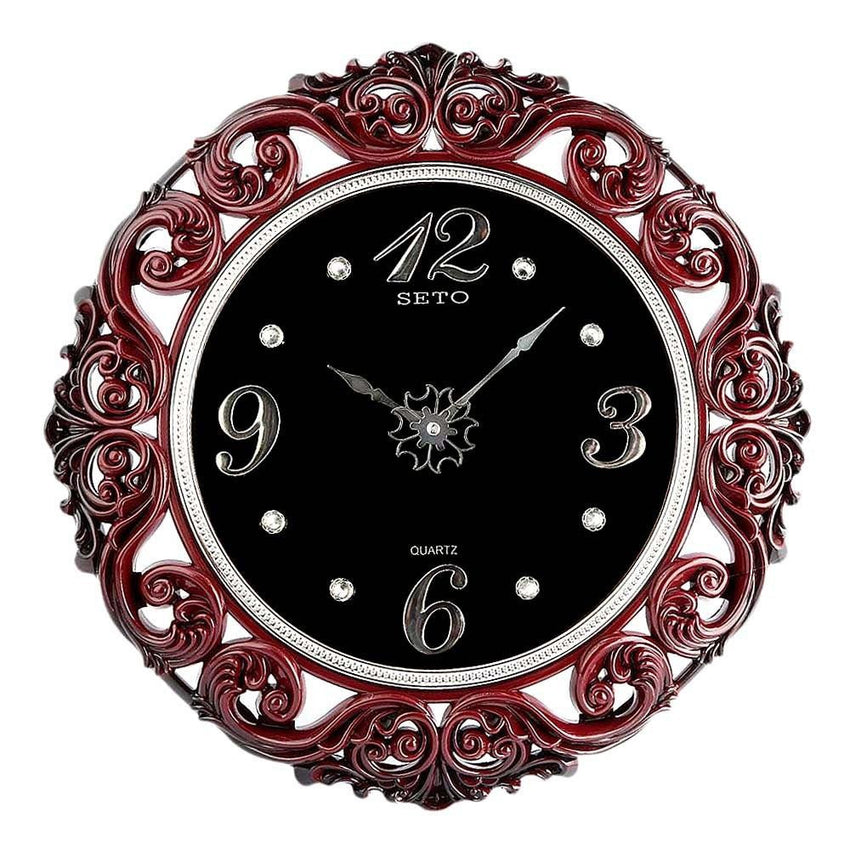 Analog Fancy Wall Clock 1023 - Maroon & Black - test-store-for-chase-value