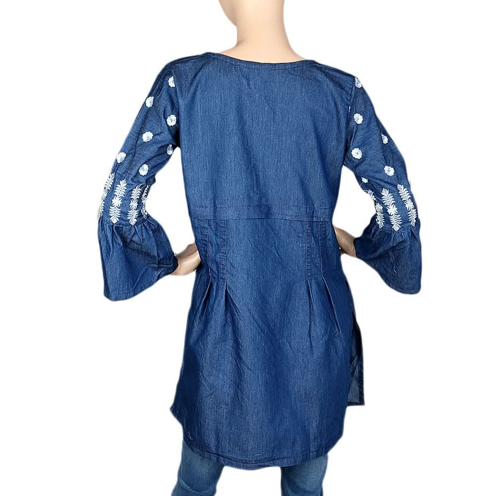 Women's Embroidered Kurti - Blue - test-store-for-chase-value