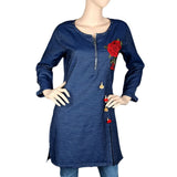 Women's Embroidered Kurti - Dark Blue - test-store-for-chase-value