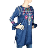 Women's Embroidered Kurti - Blue - test-store-for-chase-value