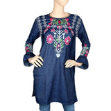Women's Embroidered Kurti - Dark Blue - test-store-for-chase-value