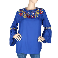 Women's Embroidered Western Top - Blue - test-store-for-chase-value