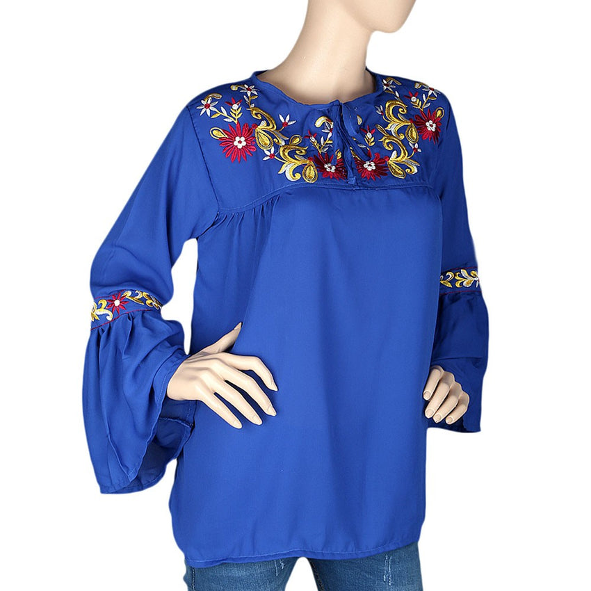 Women's Embroidered Western Top - Blue - test-store-for-chase-value