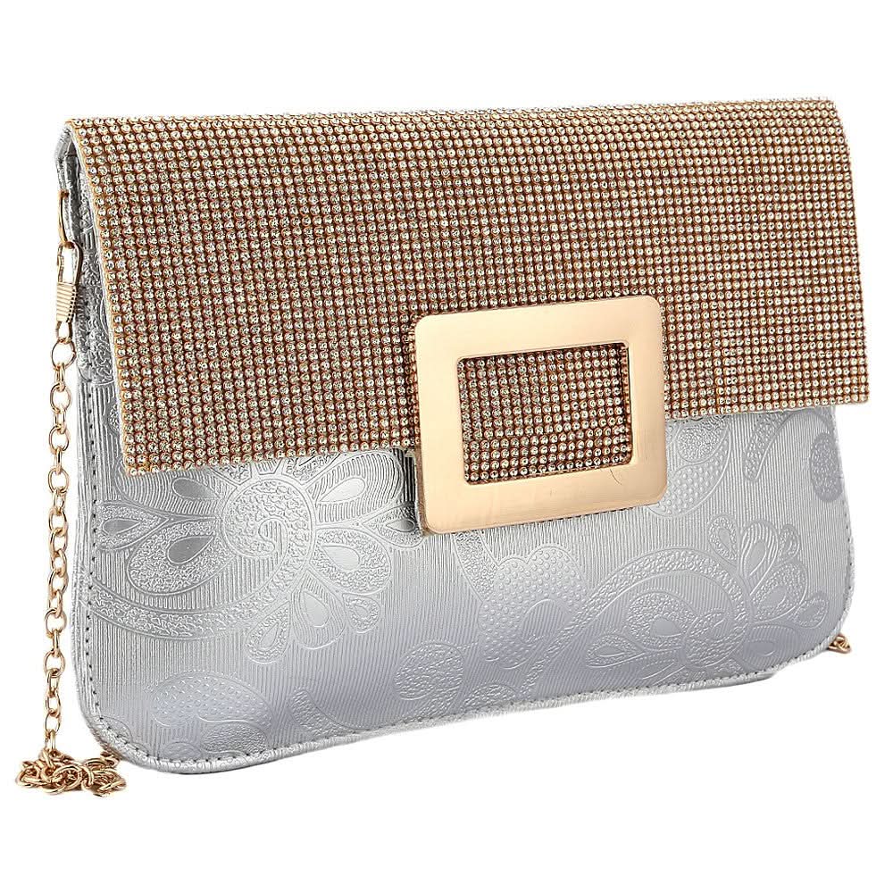 Women's Fancy Clutch 6560 - Silver - test-store-for-chase-value