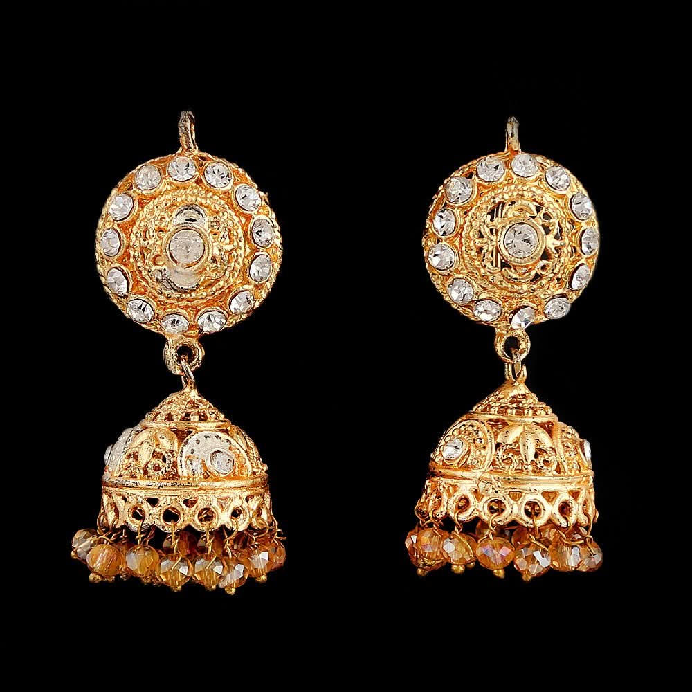 Women's Fancy Jhumki - Golden & Peach - test-store-for-chase-value