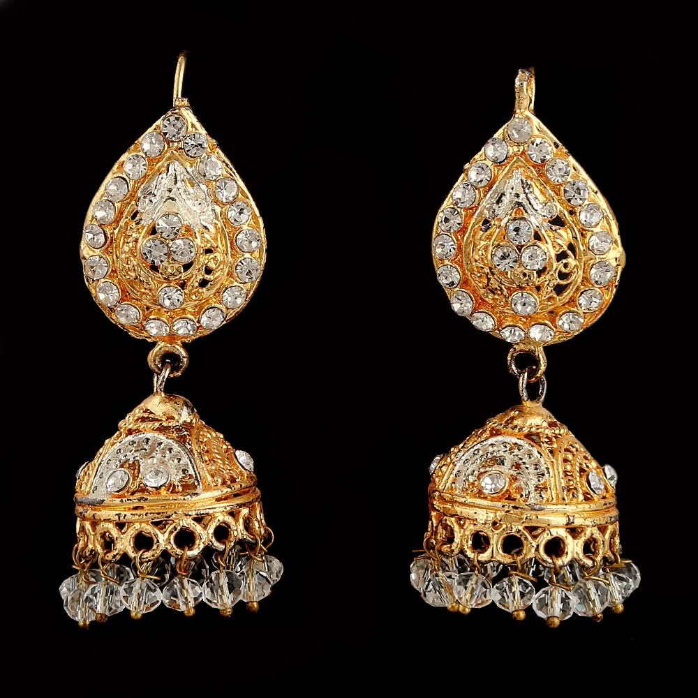 Women's Fancy Jhumki - Golden & White - test-store-for-chase-value