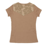 Girls Embroidered Half Sleeve T-Shirt - Brown - test-store-for-chase-value