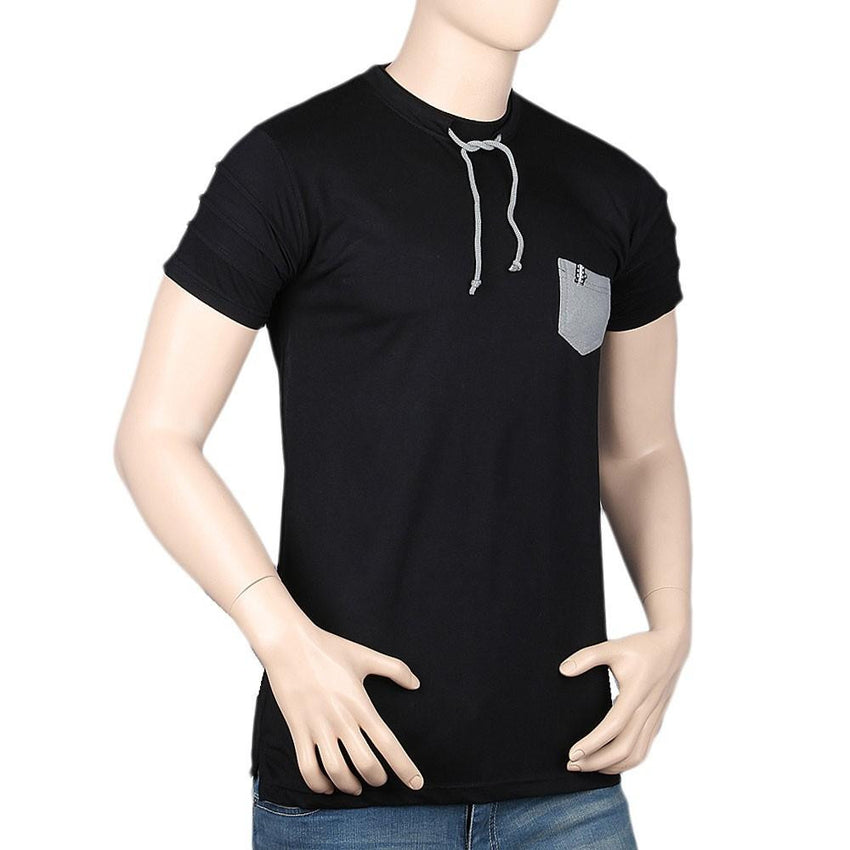 Men's Round Neck Half Sleeve T-Shirt - Black - test-store-for-chase-value