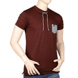 Men's Round Neck Half Sleeve T-Shirt - Dark Brown - test-store-for-chase-value