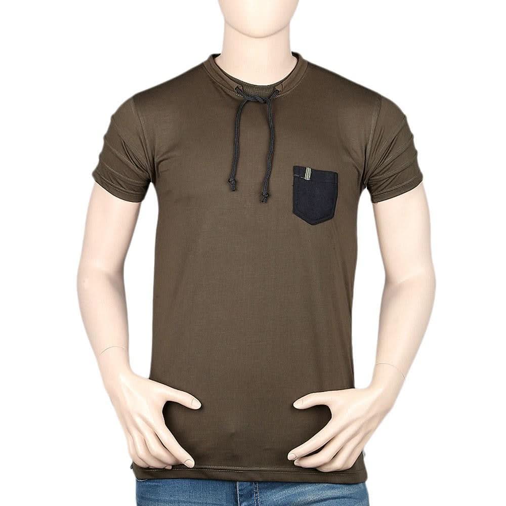 Men's Round Neck Half Sleeve T-Shirt - Dark Green - test-store-for-chase-value
