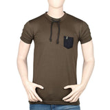 Men's Round Neck Half Sleeve T-Shirt - Dark Green - test-store-for-chase-value