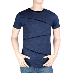 Men's Round Neck Half Sleeve T-Shirt - Steel Blue - test-store-for-chase-value