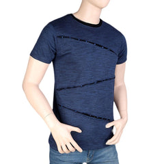 Men's Round Neck Half Sleeve T-Shirt - Steel Blue - test-store-for-chase-value