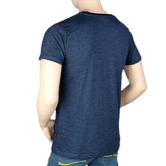 Men's Round Neck Half Sleeve T-Shirt - Steel Blue - test-store-for-chase-value