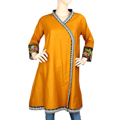 Women's Embroidered Short Kurti - Mustard - test-store-for-chase-value