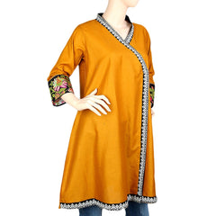 Women's Embroidered Short Kurti - Mustard - test-store-for-chase-value