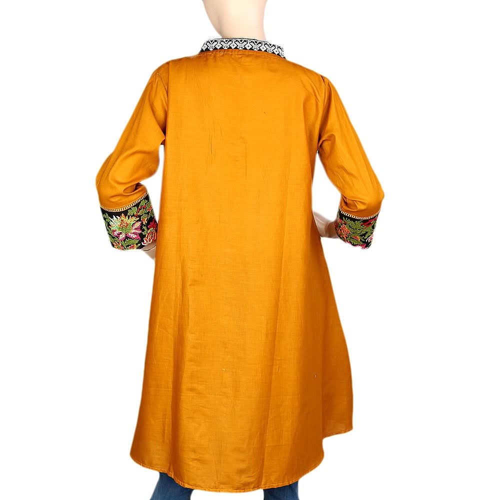 Women's Embroidered Short Kurti - Mustard - test-store-for-chase-value