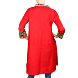 Women's Embroidered Short Kurti - Red - test-store-for-chase-value