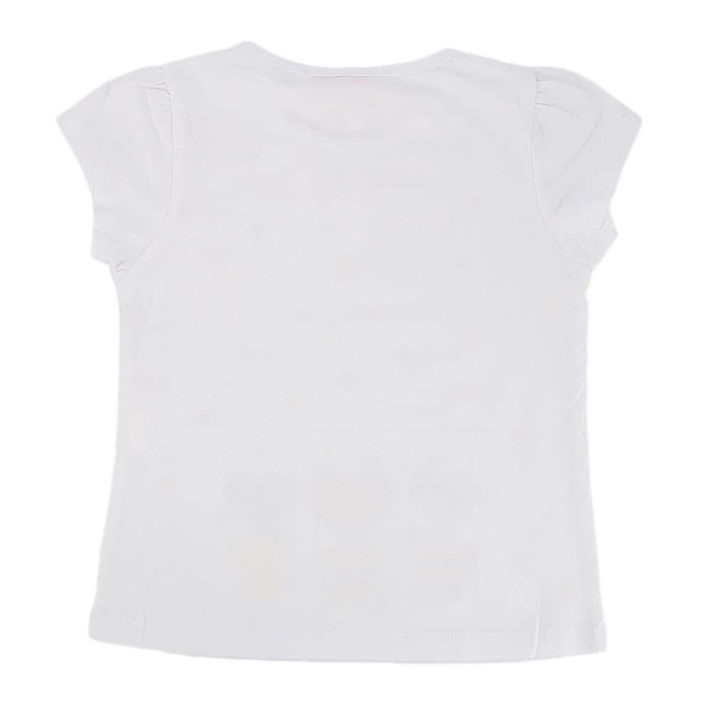 Newborn Girls Half Sleeve Printed T-Shirt - White - test-store-for-chase-value