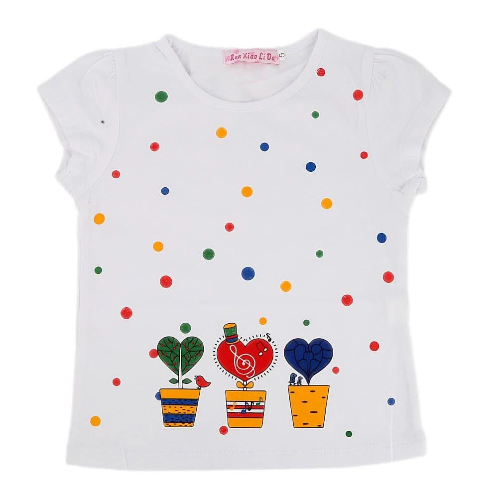 Newborn Girls Half Sleeve Printed T-Shirt - White - test-store-for-chase-value