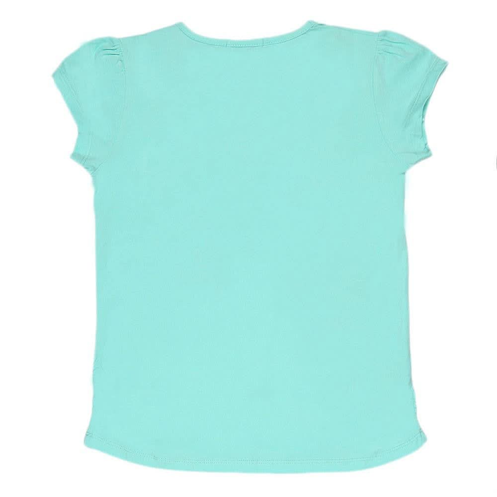 Girls Half Sleeve Printed T-Shirt - Cyan - test-store-for-chase-value