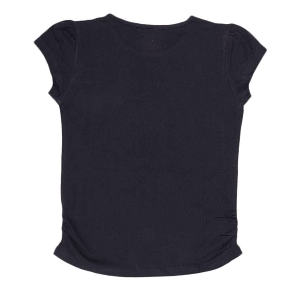 Girls Half Sleeve Printed T-Shirt - Black - test-store-for-chase-value