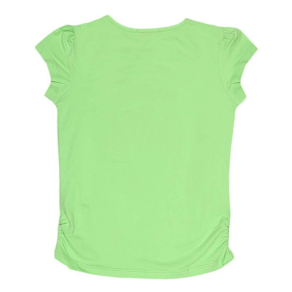 Girls Half Sleeve Printed T-Shirt - Green - test-store-for-chase-value