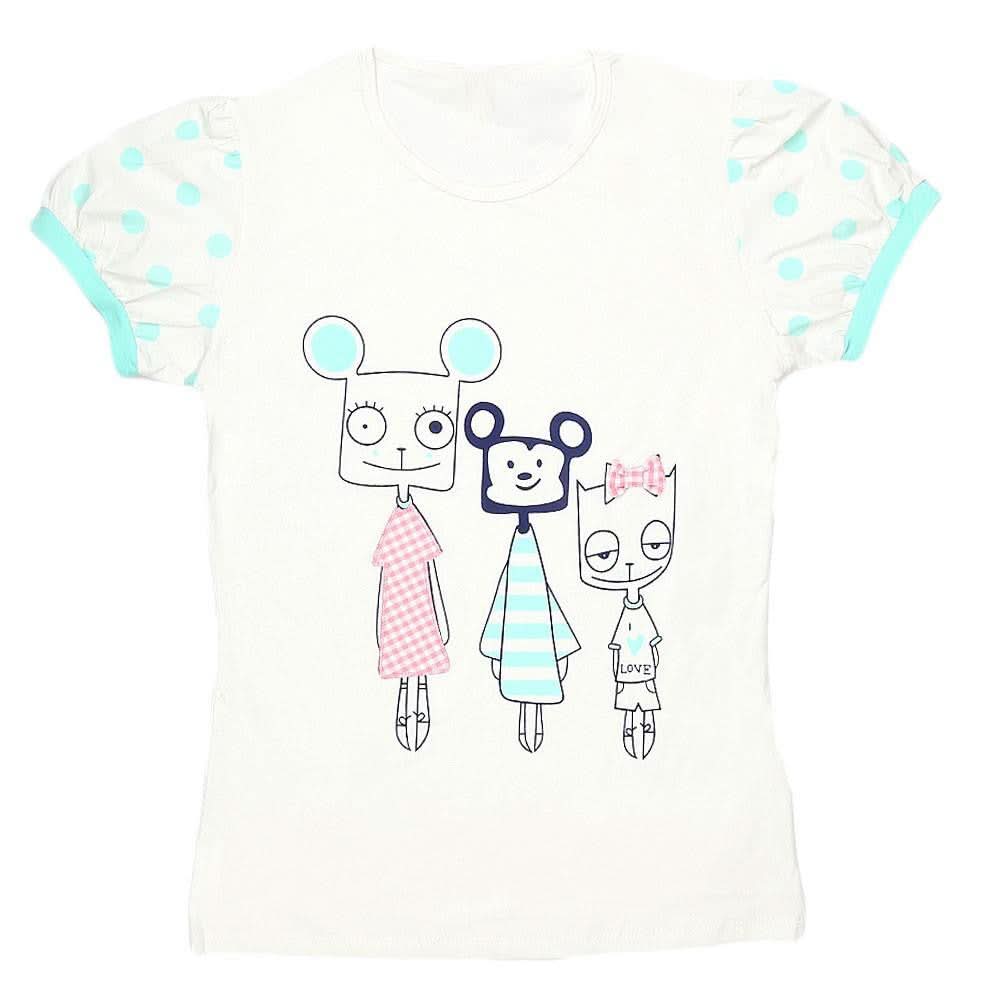 Girls Half Sleeve Printed T-Shirt - White - test-store-for-chase-value