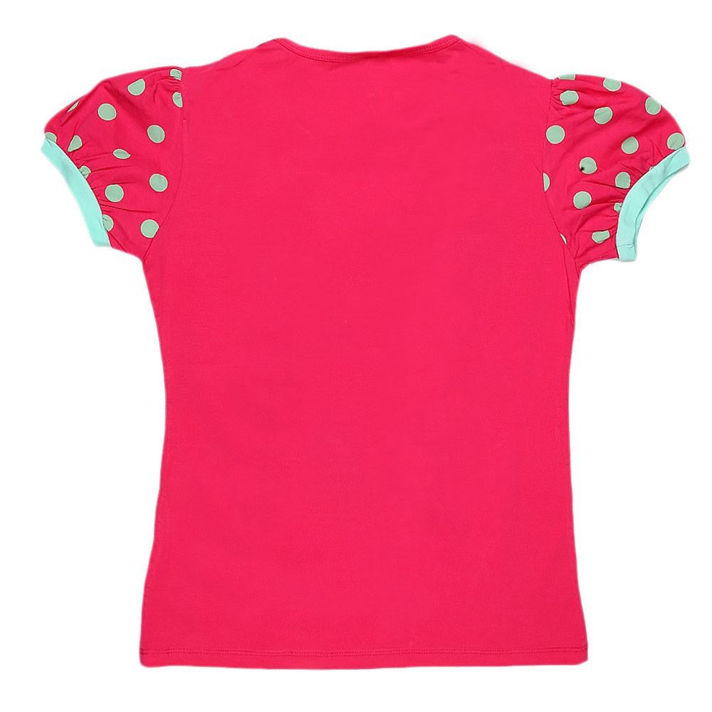 Girls Half Sleeve Printed T-Shirt - Pink - test-store-for-chase-value