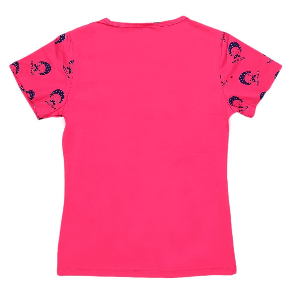 Girls Half Sleeve Printed T-Shirt - Pink - test-store-for-chase-value