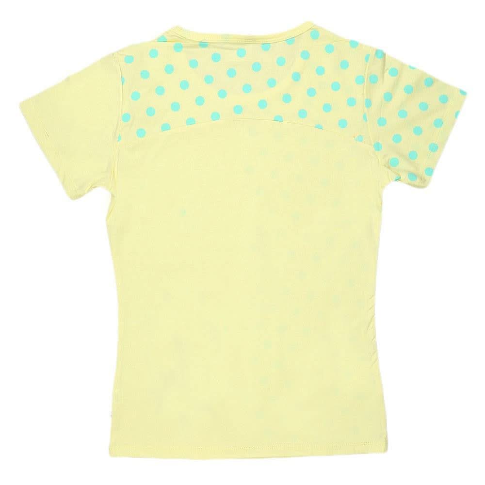 Girls Half Sleeve Printed T-Shirt - Yellow - test-store-for-chase-value