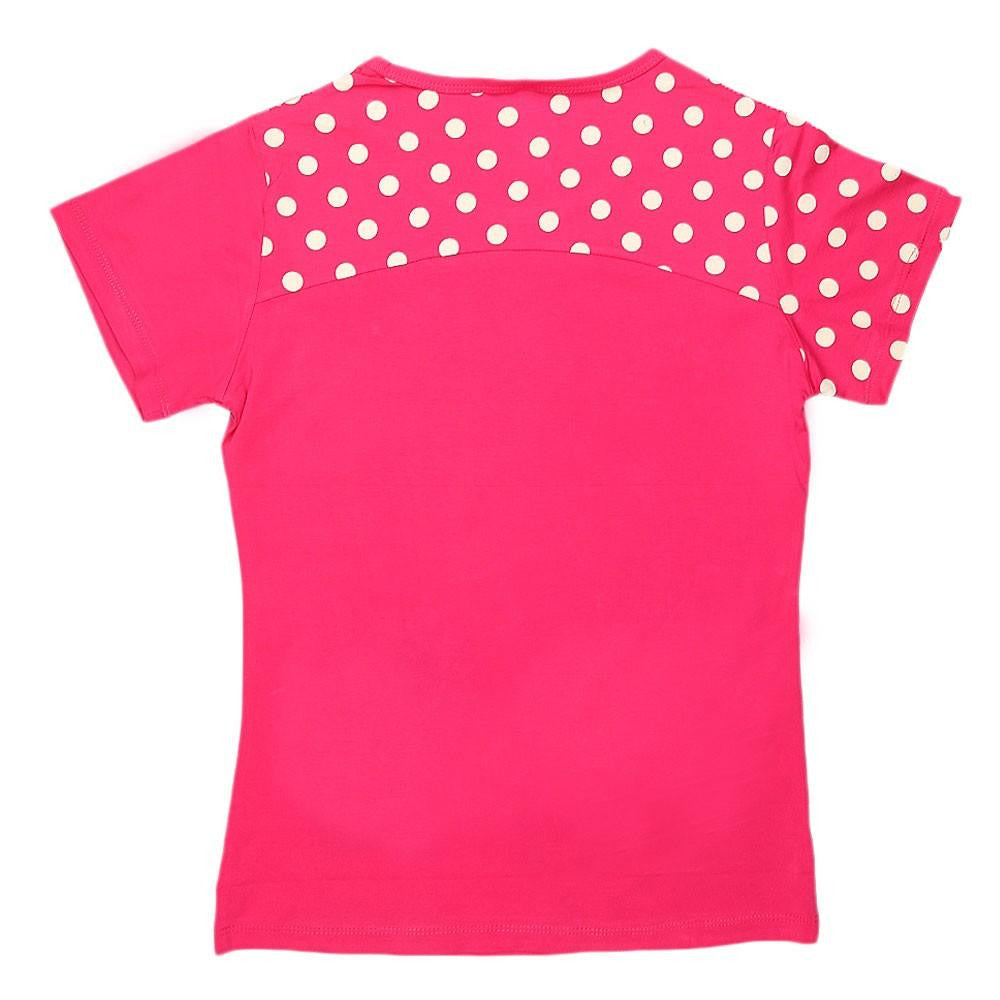 Girls Half Sleeve Printed T-Shirt - Pink - test-store-for-chase-value