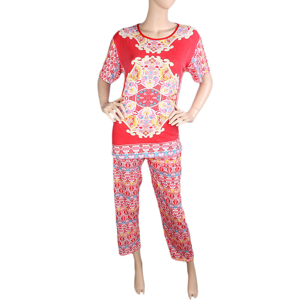 Women's 2 Piece Night Suit - Red - test-store-for-chase-value