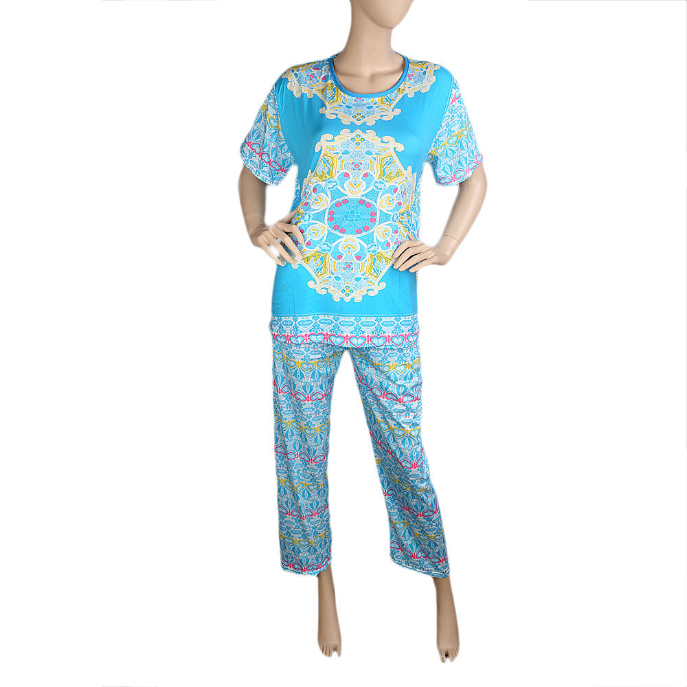 Women's 2 Piece Night Suit - Light Blue - test-store-for-chase-value