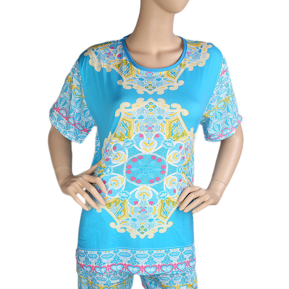 Women's 2 Piece Night Suit - Light Blue - test-store-for-chase-value