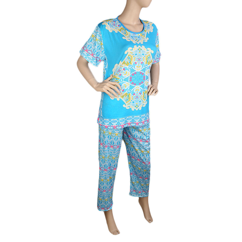 Women's 2 Piece Night Suit - Light Blue - test-store-for-chase-value