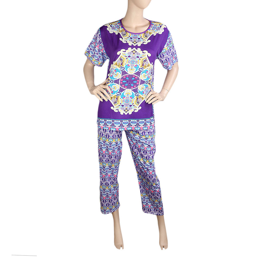 Women's 2 Piece Night Suit - Purple - test-store-for-chase-value